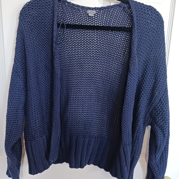 Aerie Blue open weave Cardigan oversized small coastal grandma - Picture 2 of 9